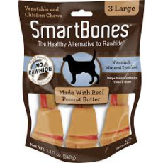 SmartBones Large Peanut Butter Chews 7"Dog Treats 大型潔齒骨(花生醬味) 3 pack X4